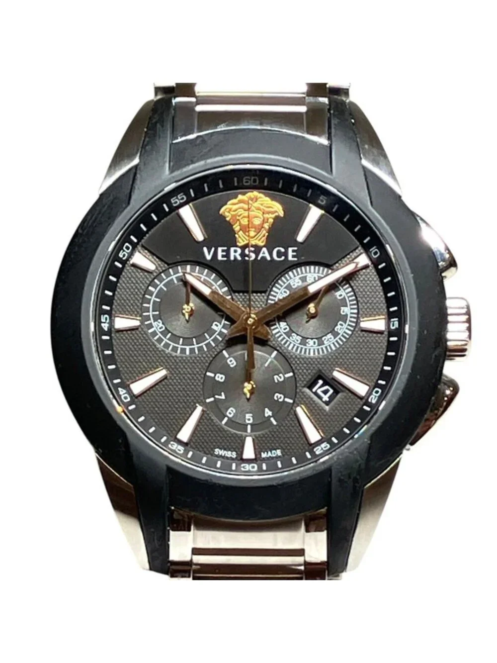 Versace Character Chrono Watch SS Quartz Black Dial